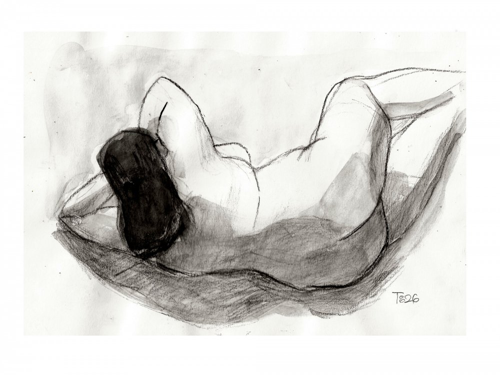 Reclining Nude Drawing by Tore Bahnson