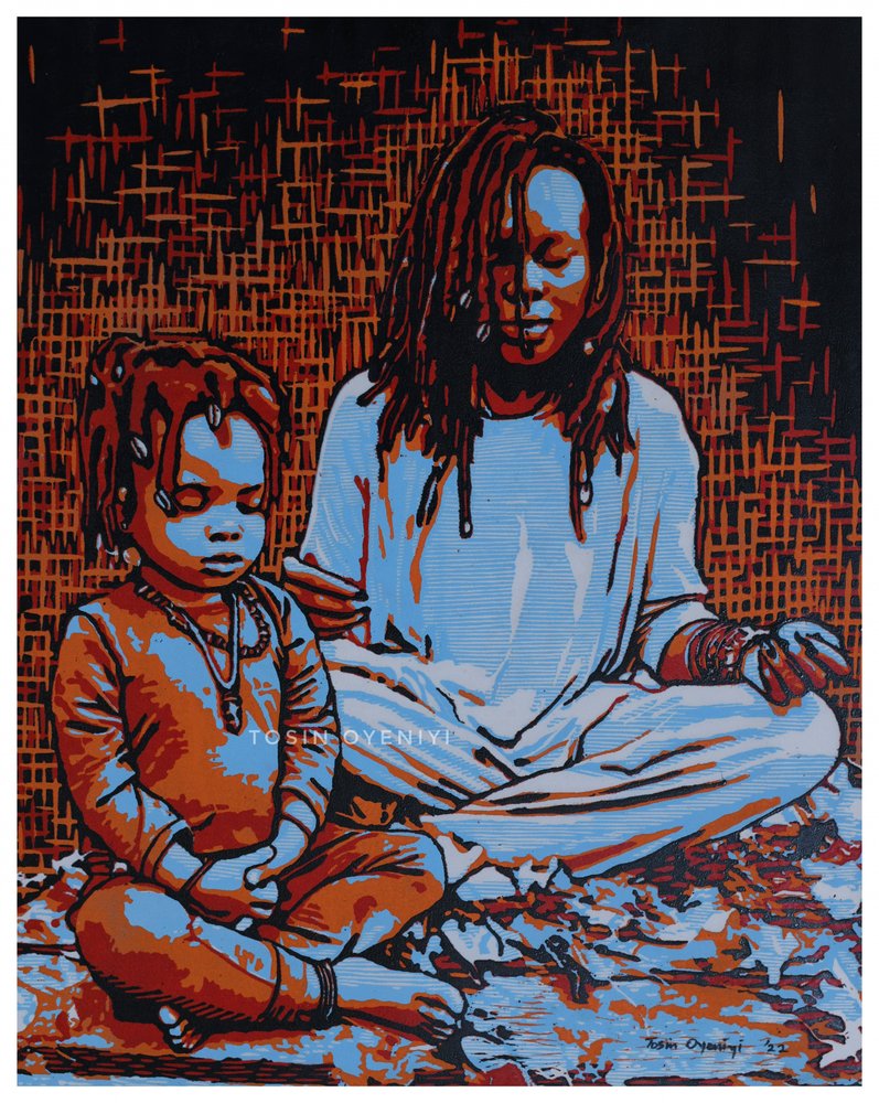 Peaceful Mother Child by Tosin Oyeniyi