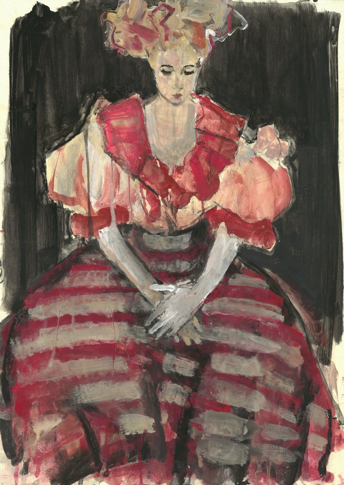 Elegant Woman in Red by Ute Rathmann