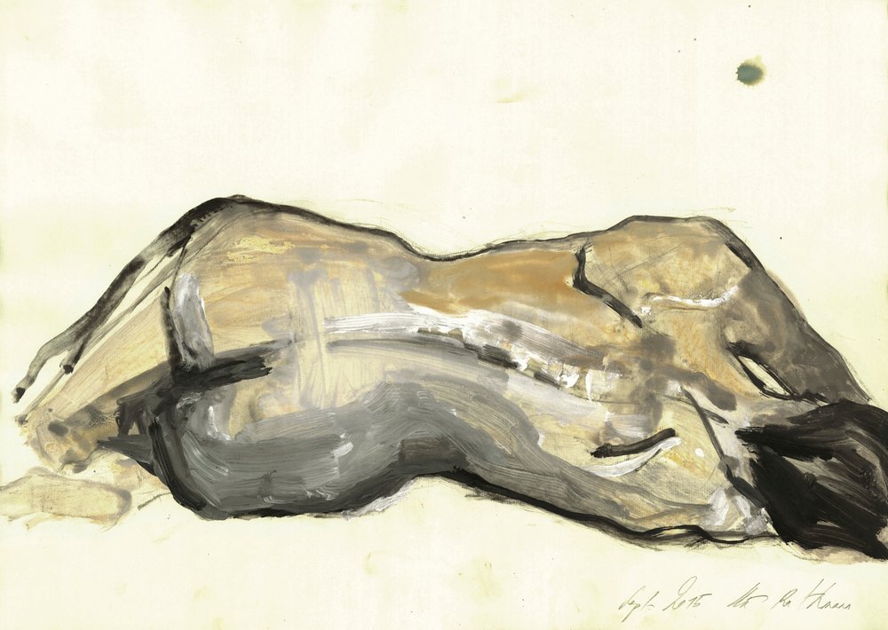Expressive Reclining Nude by Ute Rathmann