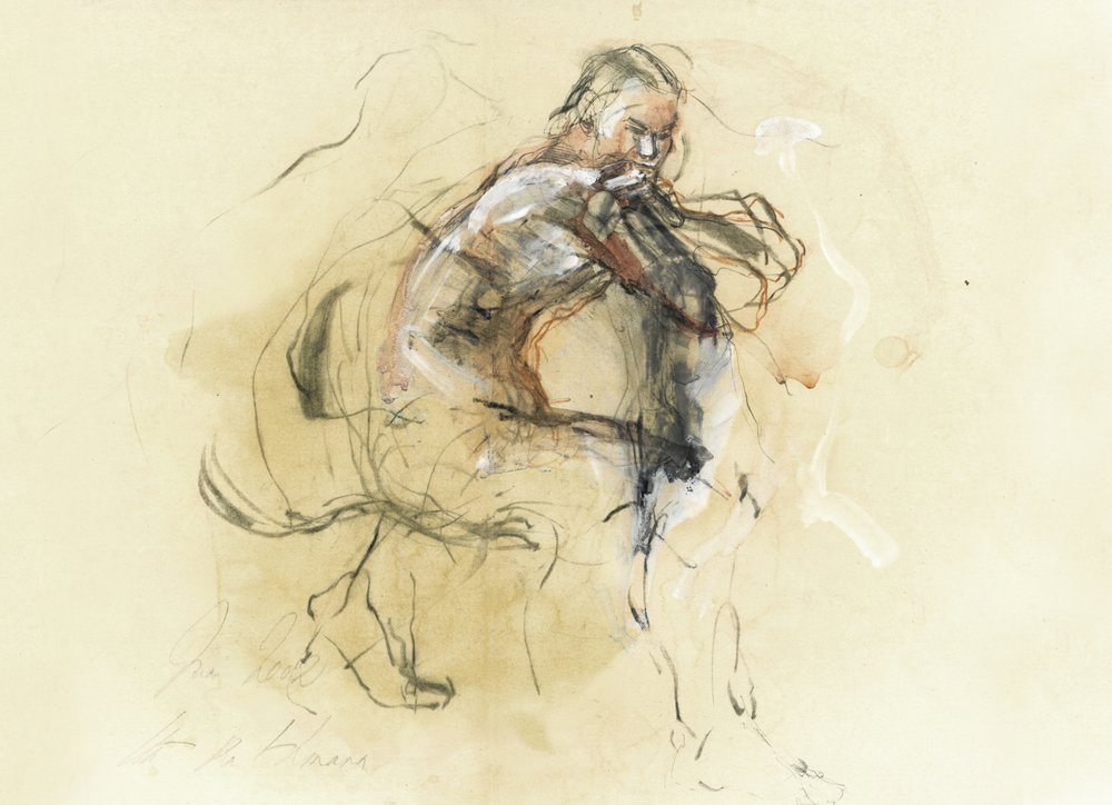 Pensive Figure Sketch by Ute Rathmann