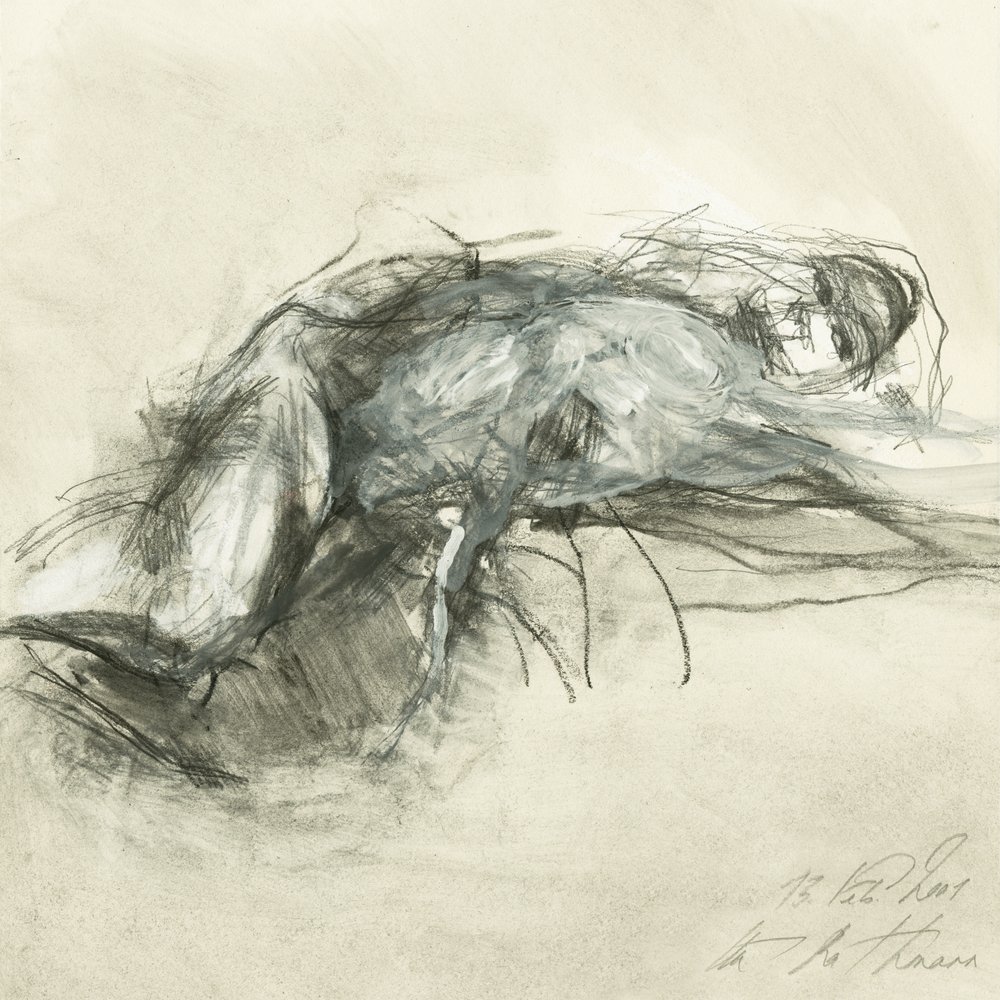 Reclining Charcoal Nude by Ute Rathmann