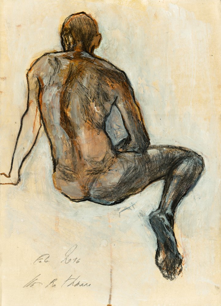 Seated Male Figure Study by Ute Rathmann