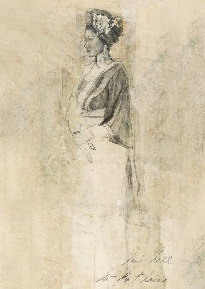 Serene Woman Profile Sketch by Ute Rathmann