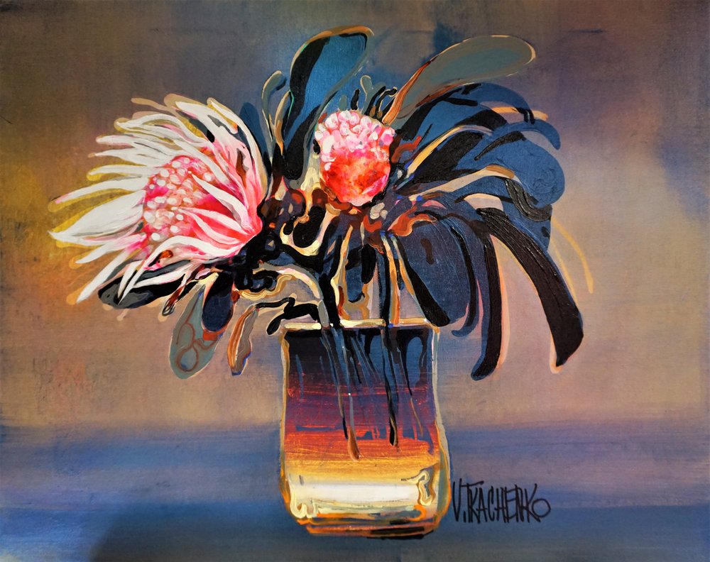 Bold Protea Still Life by Victor Tkachenko