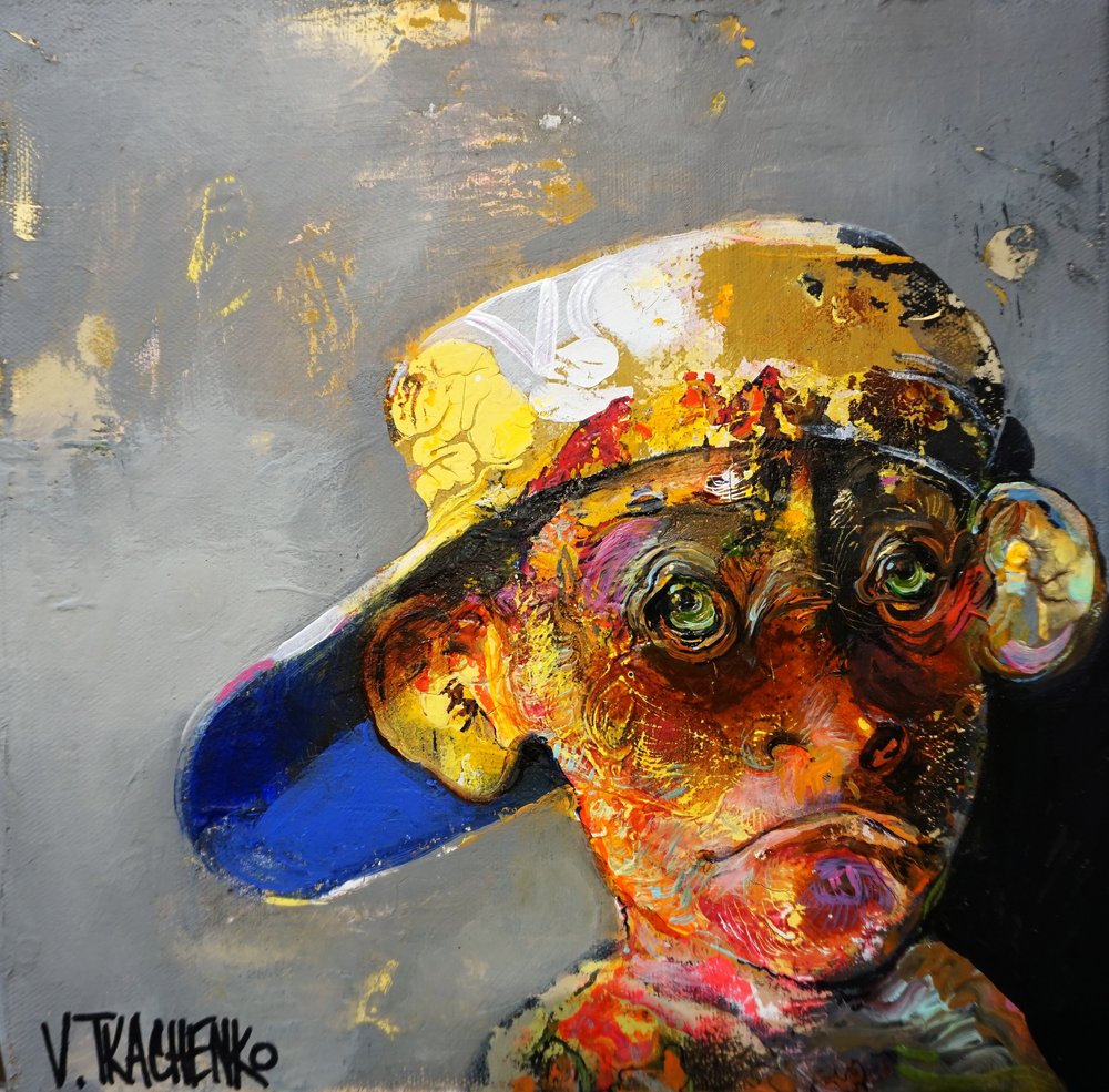 Colorful Monkey Wearing Cap by Victor Tkachenko