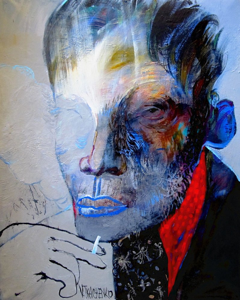 Expressive Smoking Man by Victor Tkachenko