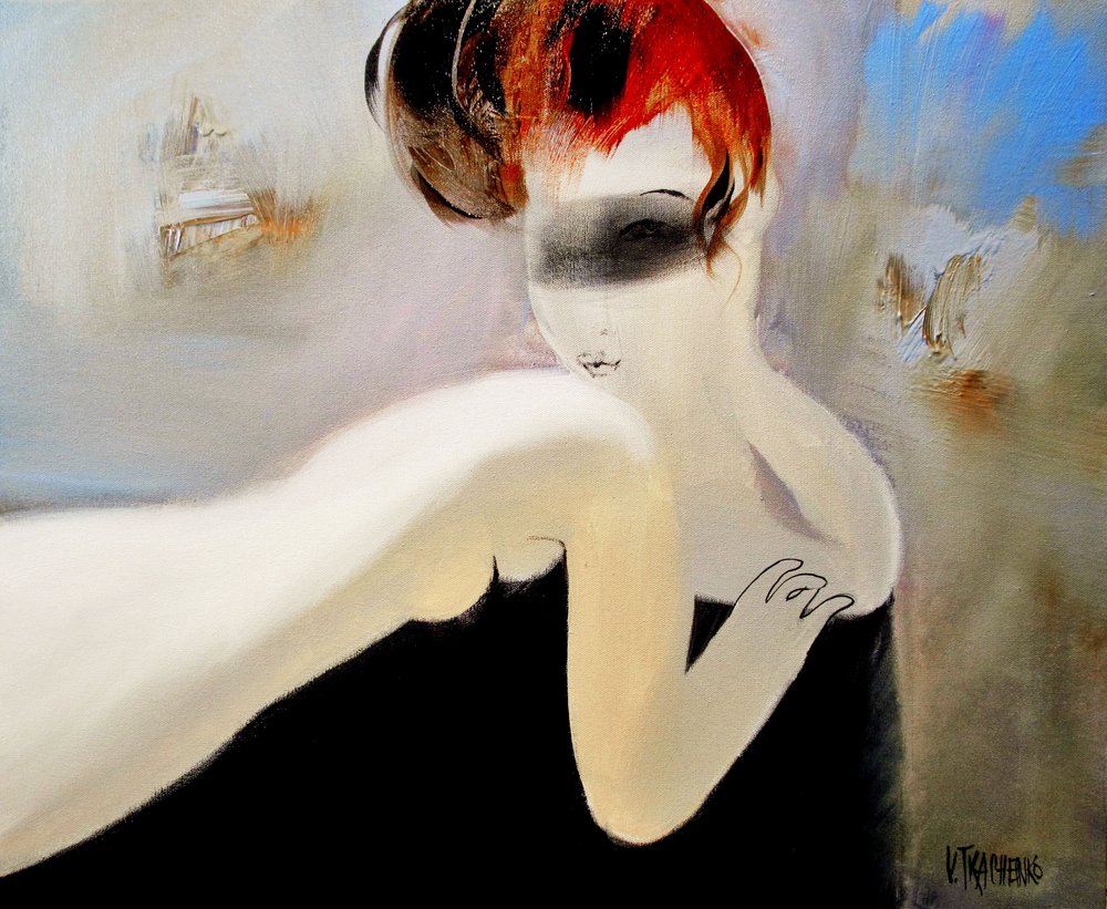 Red Haired Blindfold Portrait by Victor Tkachenko