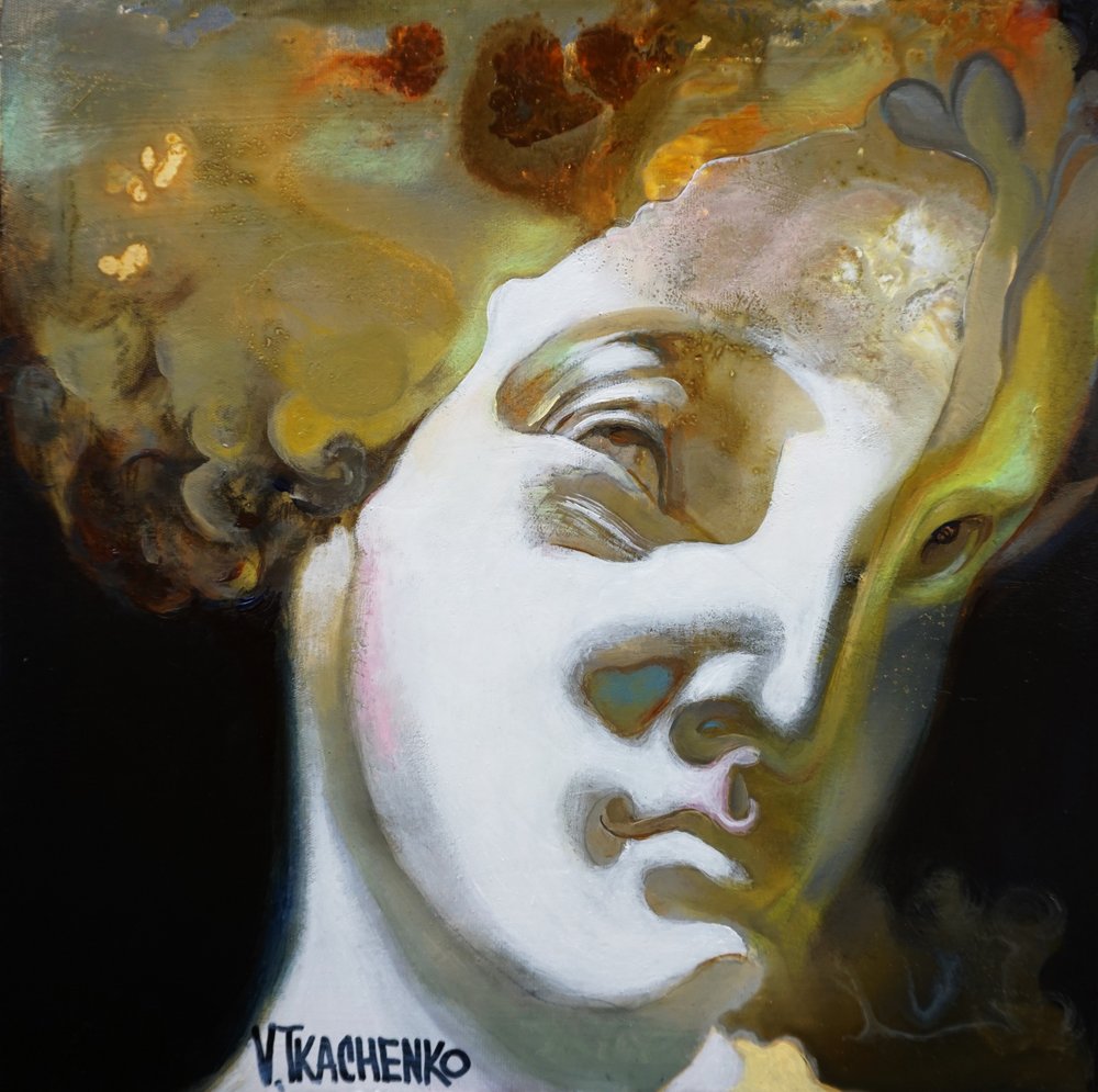 Surreal Golden Bust by Victor Tkachenko
