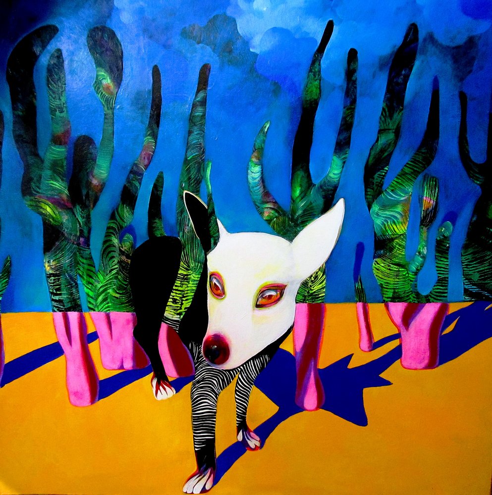 Vibrant Surreal Dog by Victor Tkachenko