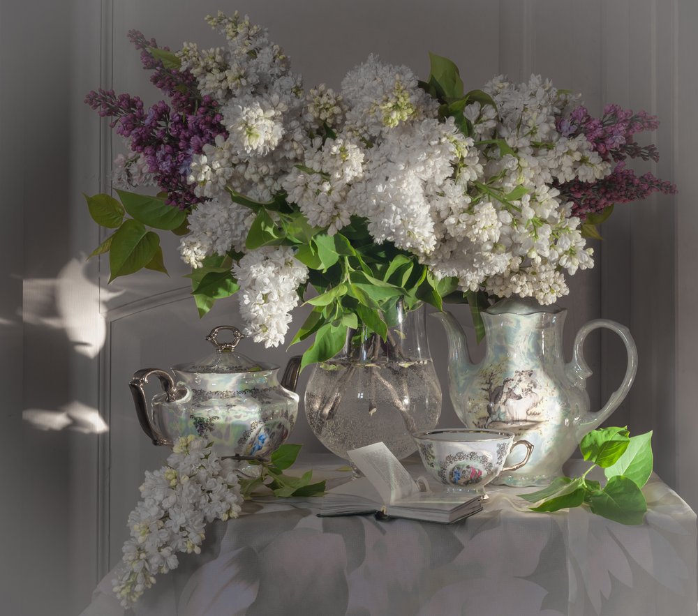 Spring Lilacs and Teatime by Viktor Cherkasov