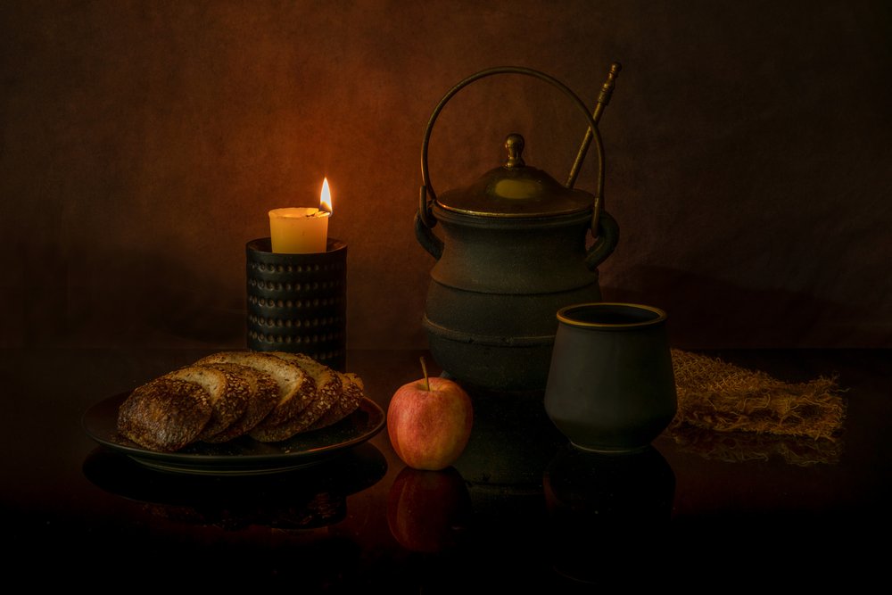 Rustic Candlelight Meal by Wendy Xu