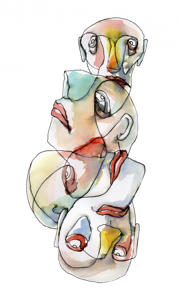 Stacked Abstract Faces by Wildemar Doomgriever