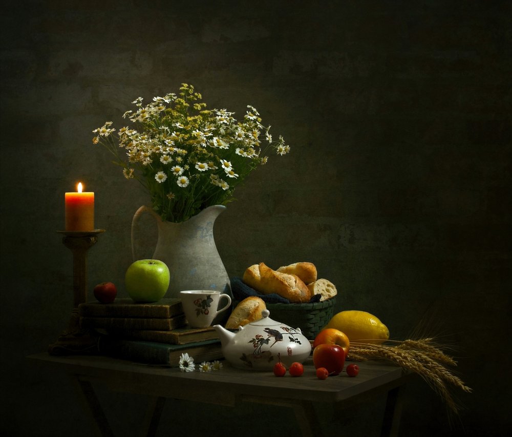 Rustic Candlelight Still Life by Yinan F.