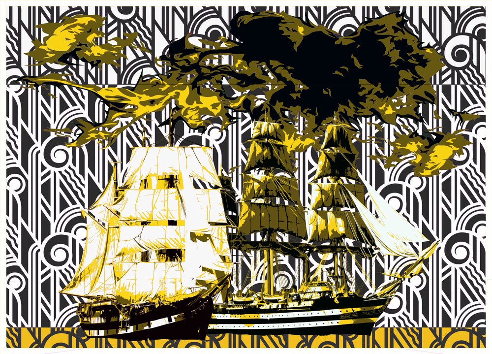 Golden Art Deco Ships by andrea de ranieri