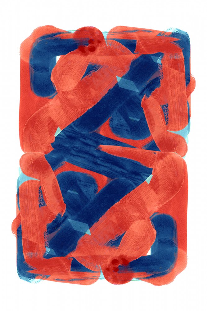 Bold Red Blue Abstraction by cartissi