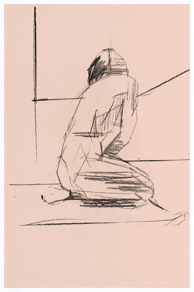 Contemplative Kneeling Figure by cartissi