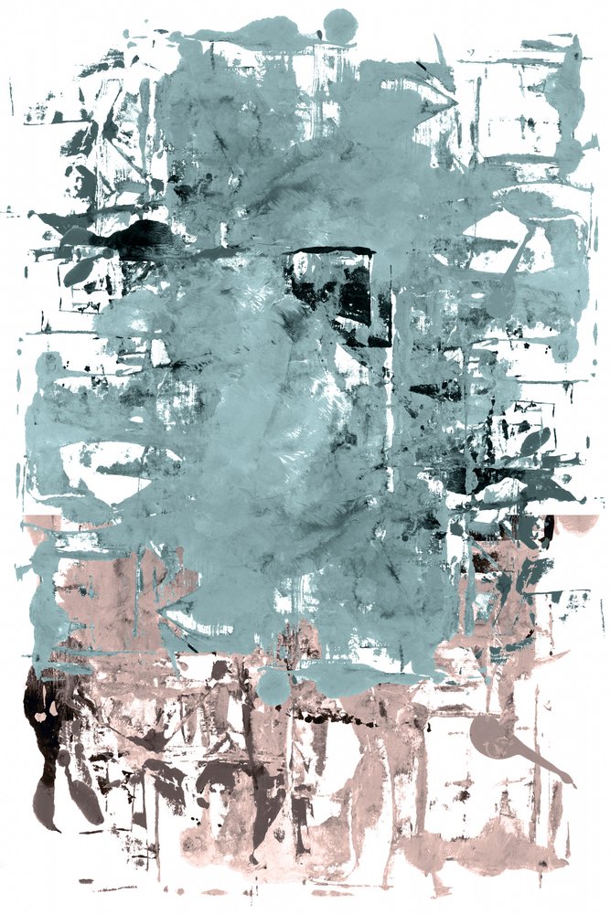 Distressed Teal Blush Abstract by cartissi