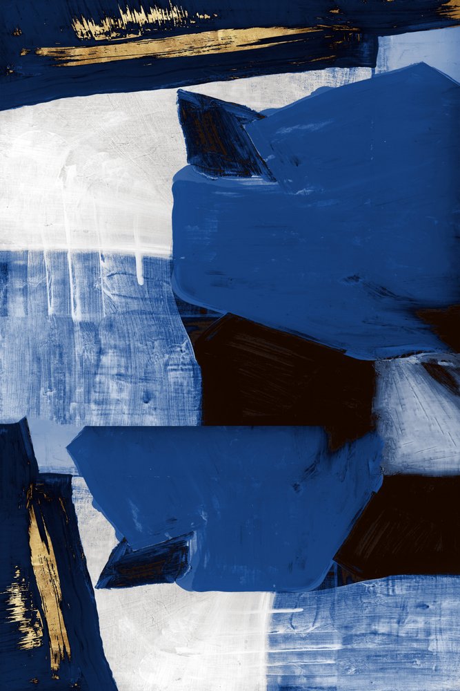 Dynamic Blue Gold Abstract by cartissi