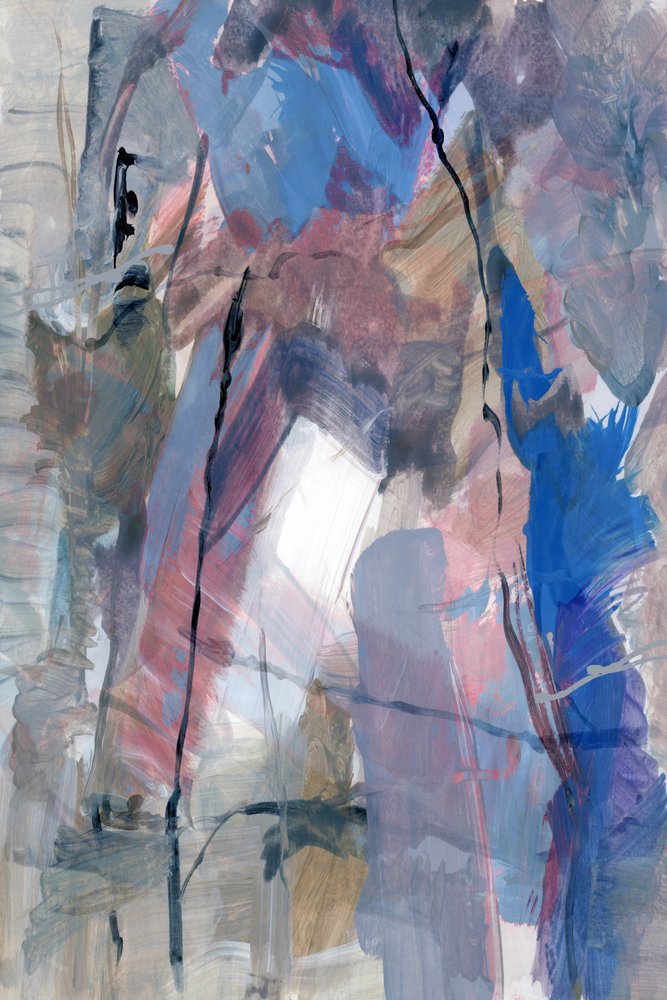 Expressive Blue Pink Abstract by cartissi