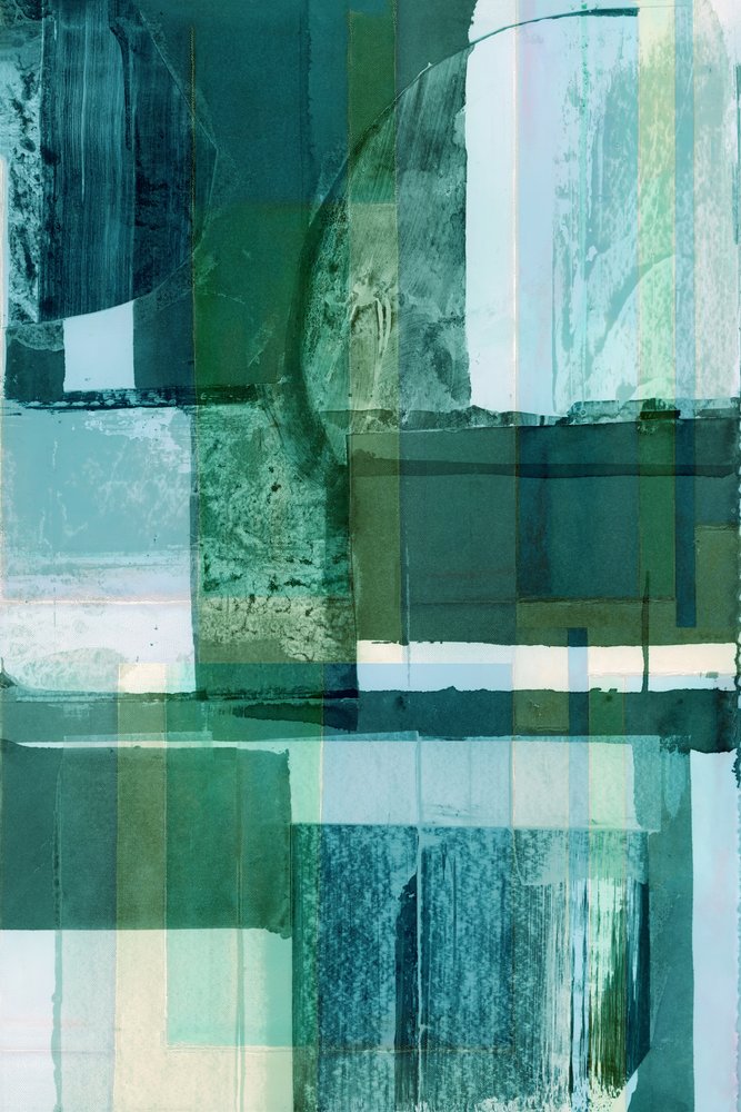 Layered Green Blue Abstract by cartissi