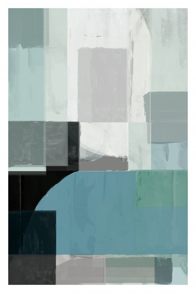 Modern Blue Abstract Blocks by cartissi