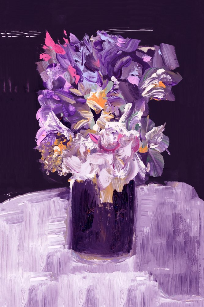 Painterly Purple Bouquet by cartissi