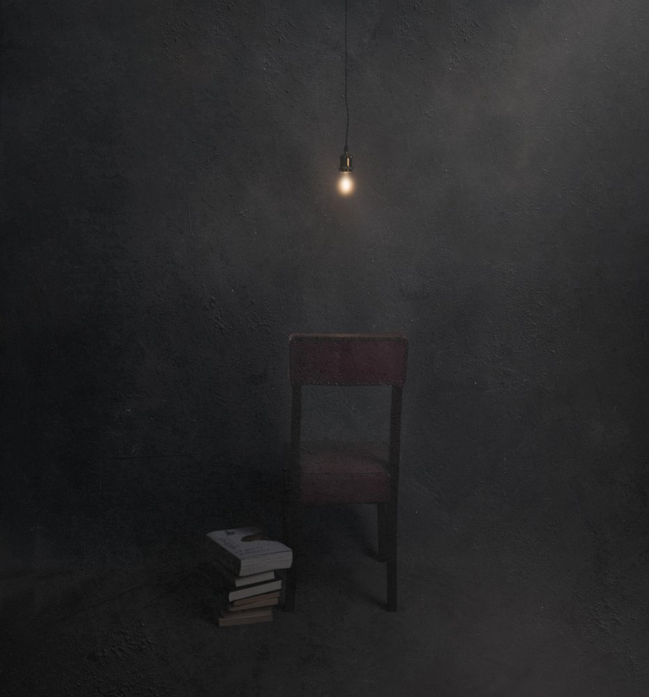 Dark Room Empty Chair by chenyi wang
