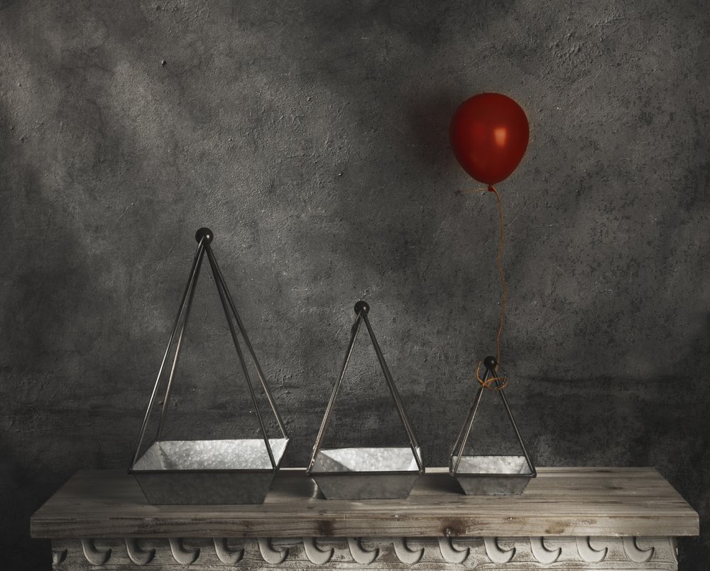 Red Balloon Geometric Planters by chenyi wang