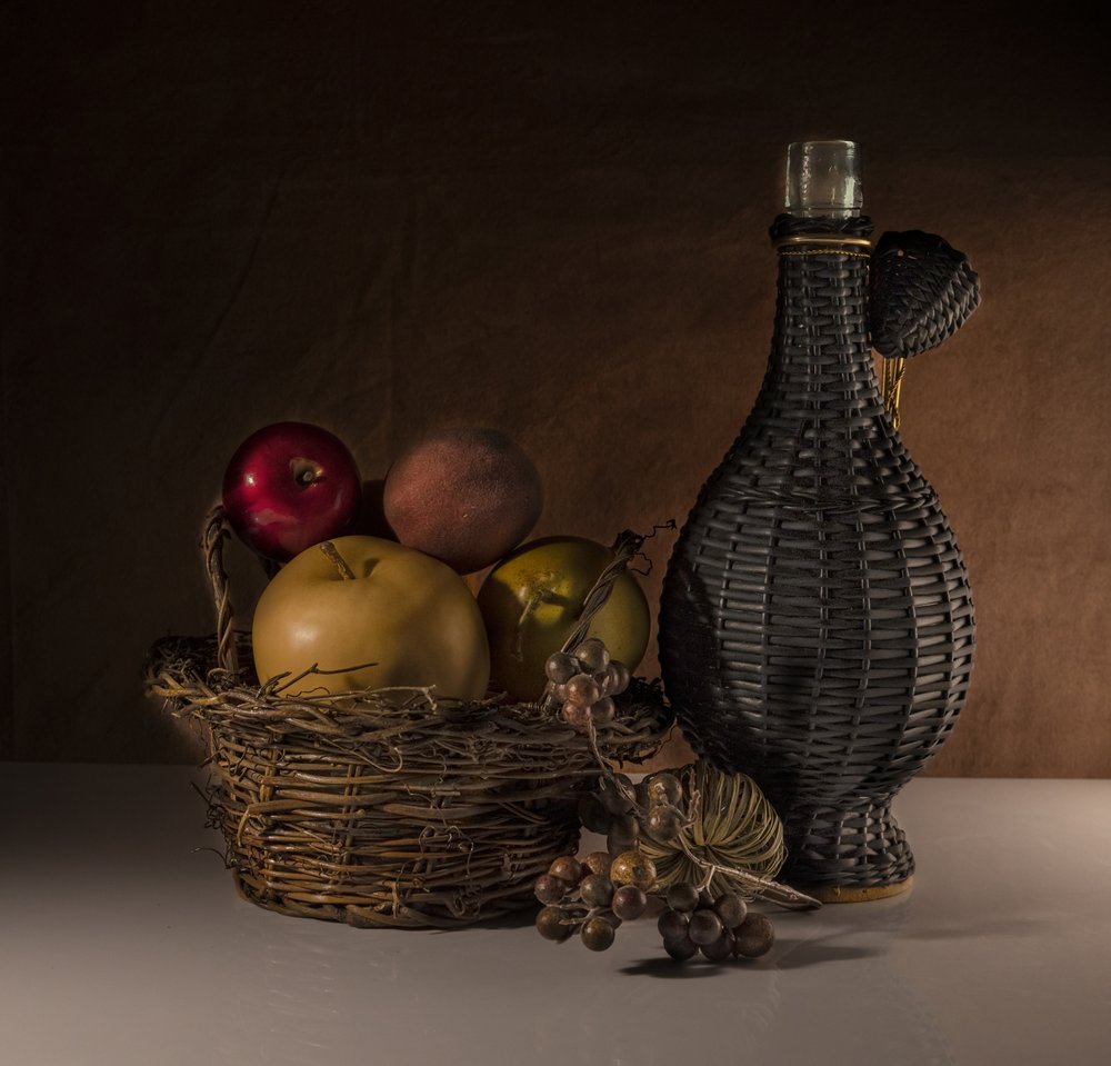 Rustic Fruit and Bottle by larryliu