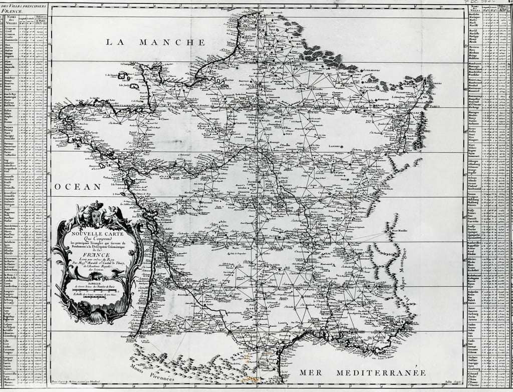 Map of France, by Giovanni Domenico Maraldi (1709-1788) and Cesar-Francois  Cassini de Thury or Cassini III (1714-1784), France