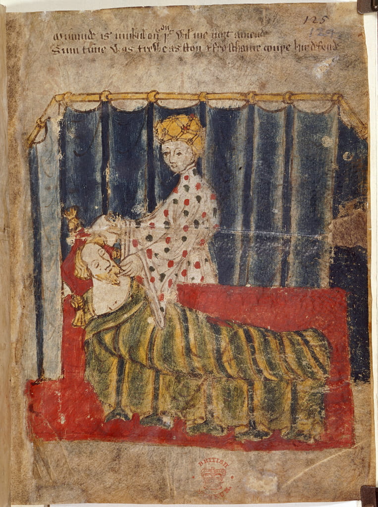 Green Knight's Wife and Gawain, illustration from 'Sir Gawain and the