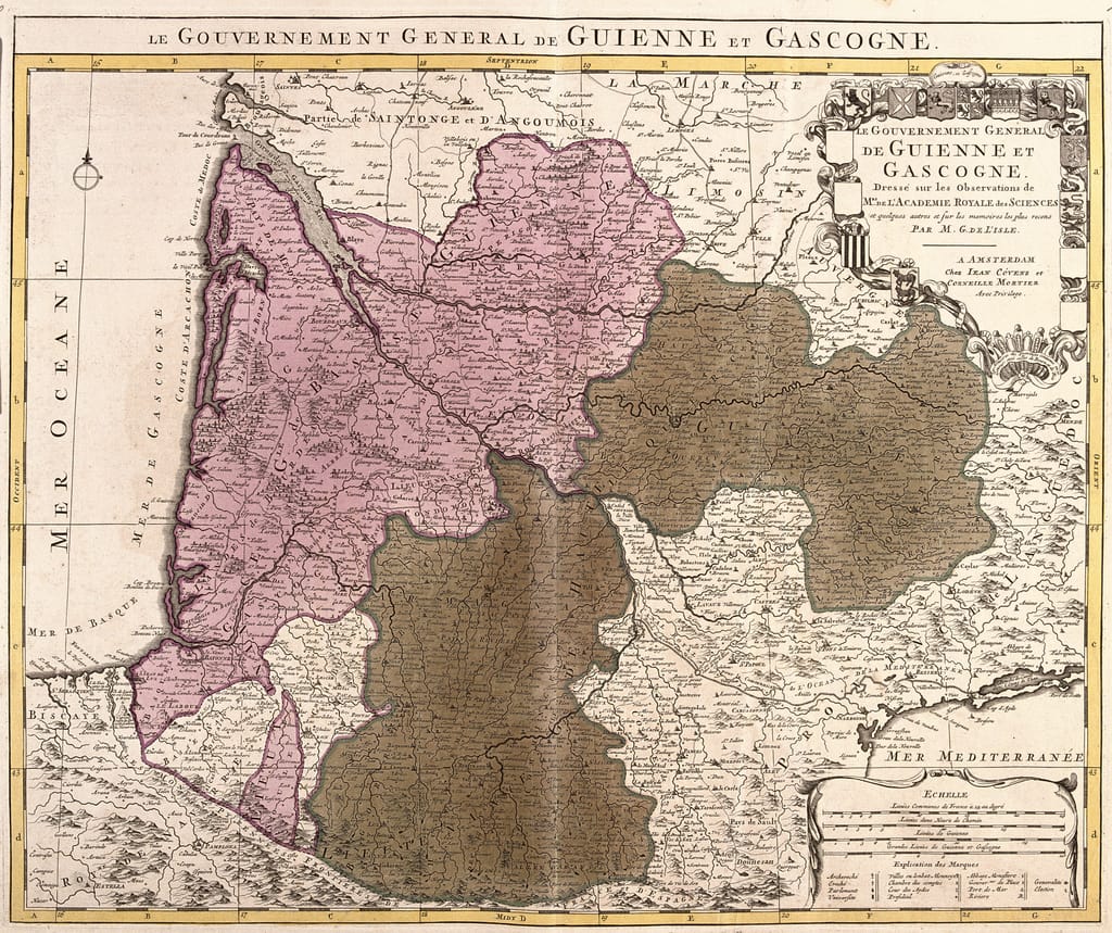 Map of the Government of Guyenne and Gascogne (France) (etching