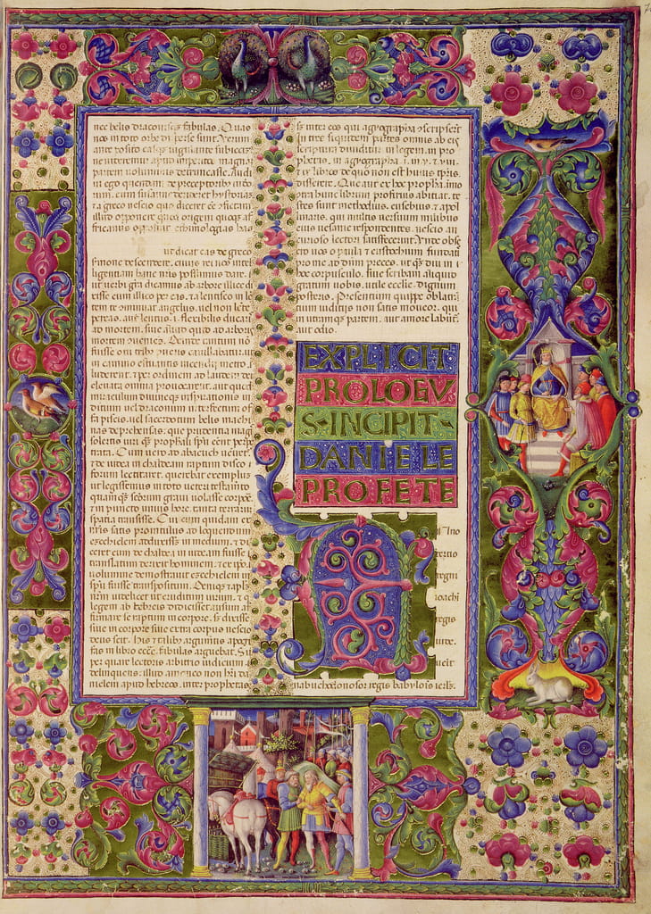 Fol.78r Opening to the Book of the Prophet Daniel, from the Borso d'Este  Bible. Vol 2 (vellum)