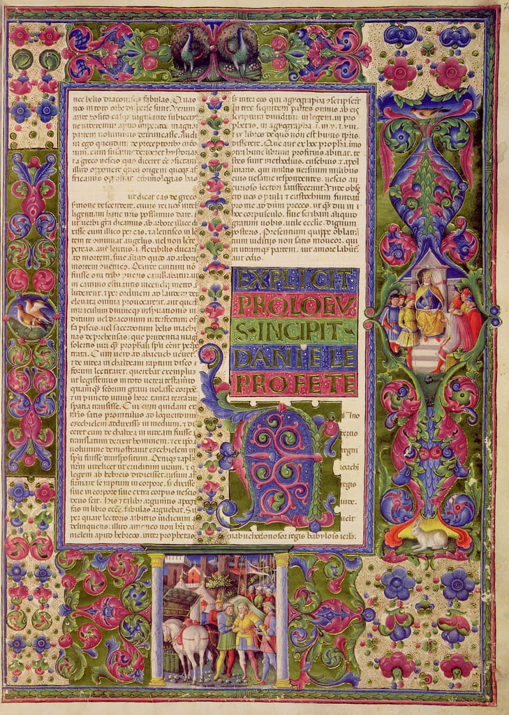 Fol.78r Opening to the Book of the Prophet Daniel, from the Borso d'Este  Bible. Vol 2 (vellum)