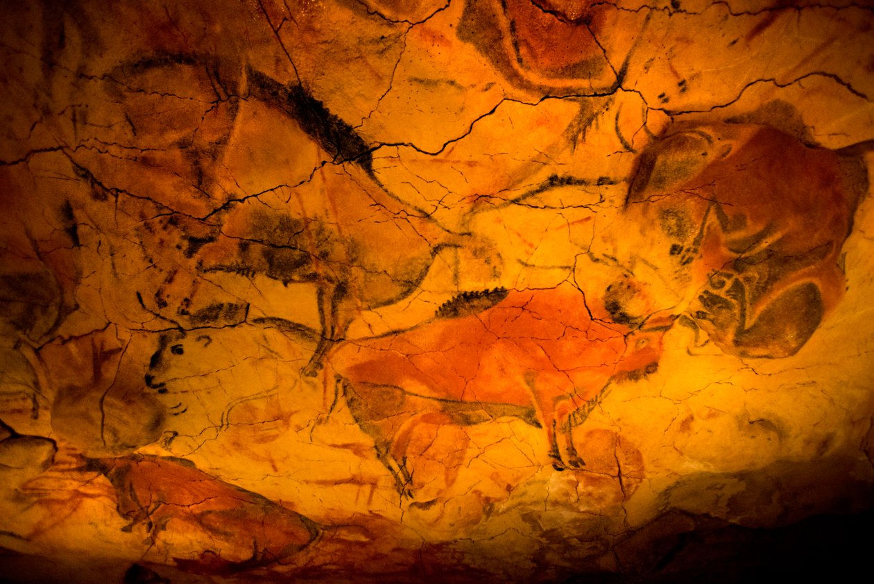 Bison Painting in Altamira Caves, Upper Paleolithic Museum, Santander, Cantabria, Spain by Unknown