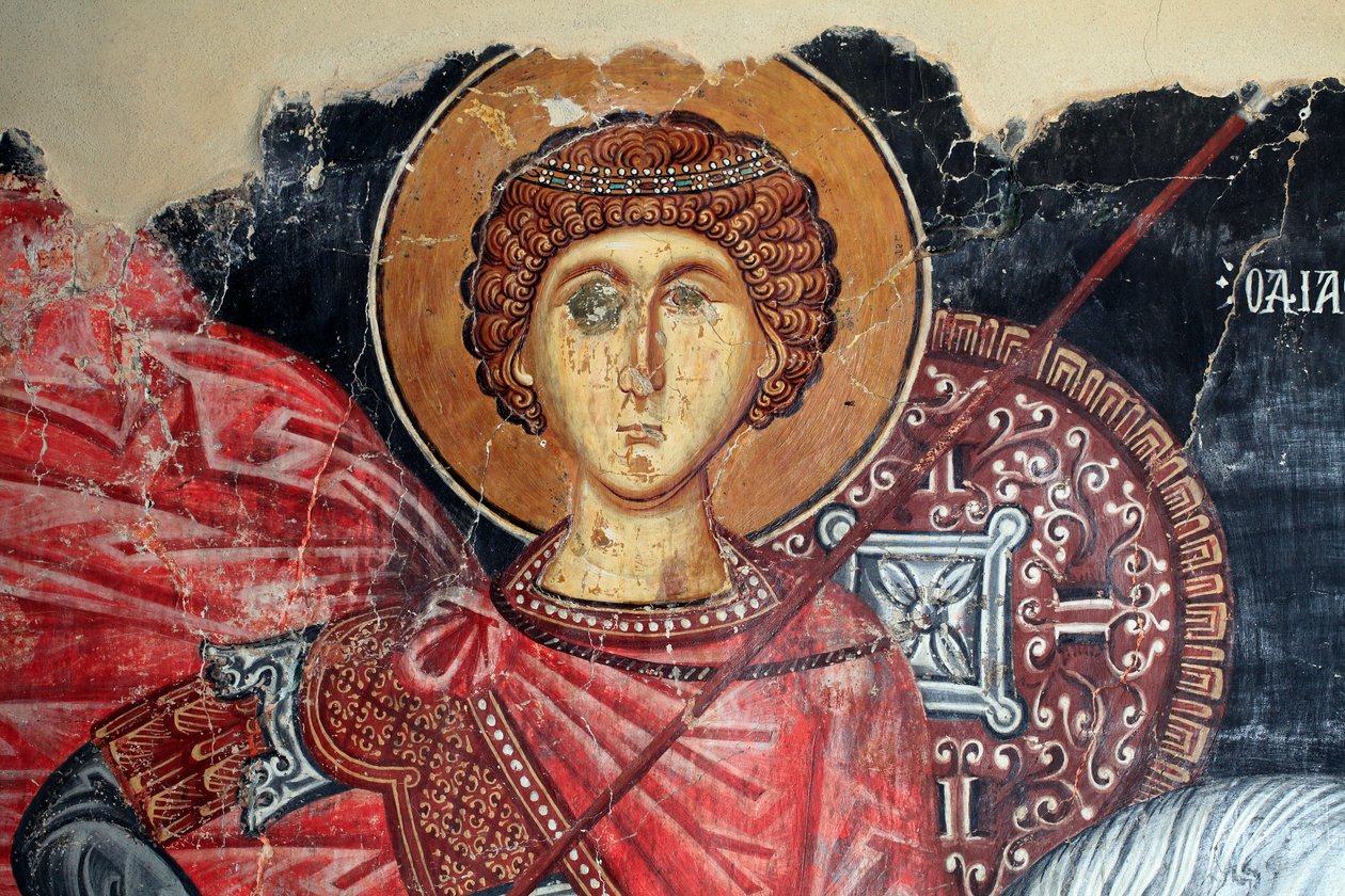 Byzantine Fresco from the 15th century (detail) Saint George by Unknown