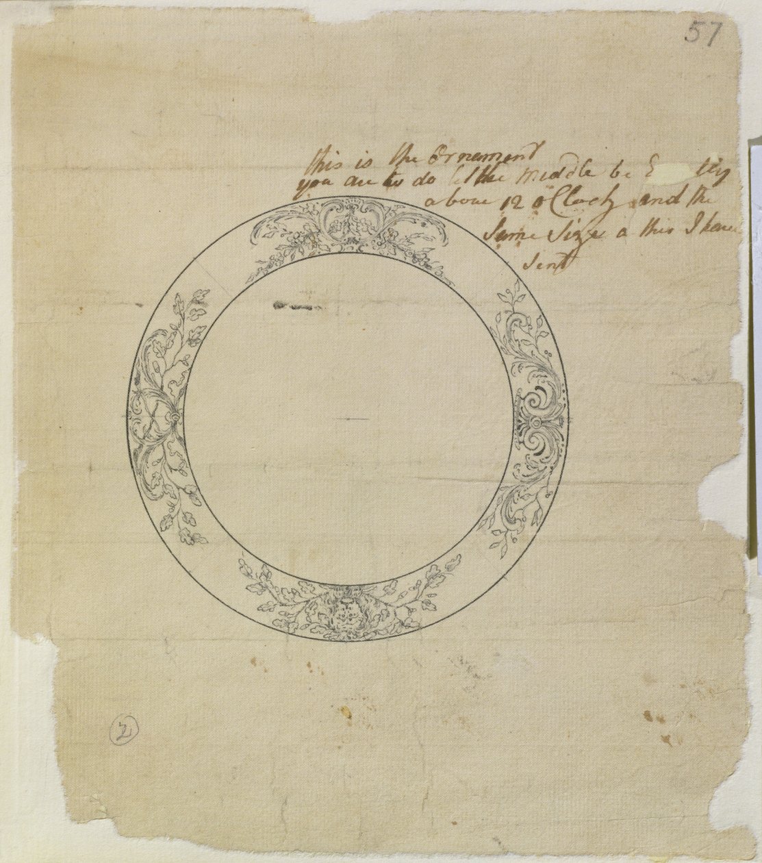 Design for a Large Enamel Watch Dial, from Mechanical Notes and Drawings Compiled by John Harrison (1693-1776) and His Son William (c.1726-72) by Unknown