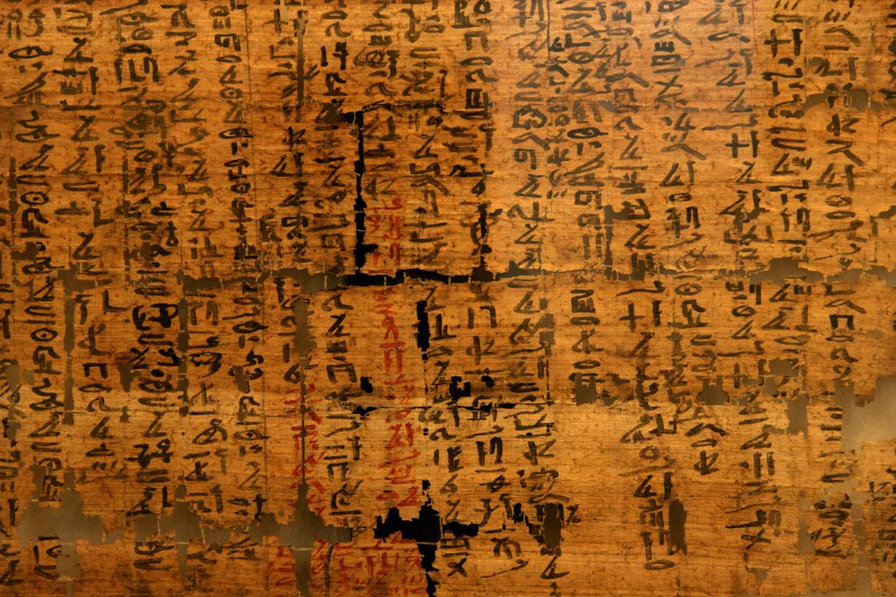 Papyrus unknown XII: document containing remedies against snake bites, for eye aches appeared under the reign of Ramses III (1976-1646 BC). Egyptian Museum of Turin by Unknown