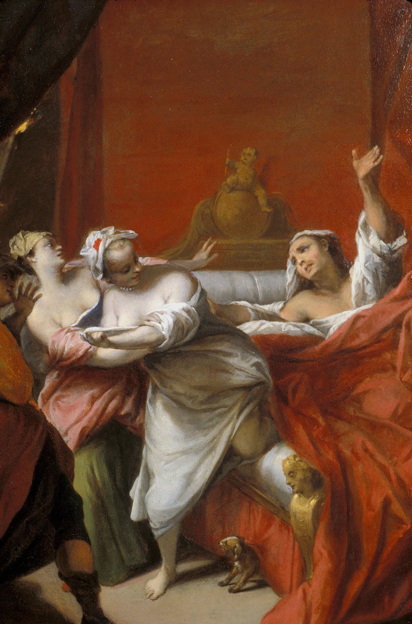 The Gascon Punishes - Painting by Nicolas Vleughels, Illustrating Tale of La Fontaine by Unknown