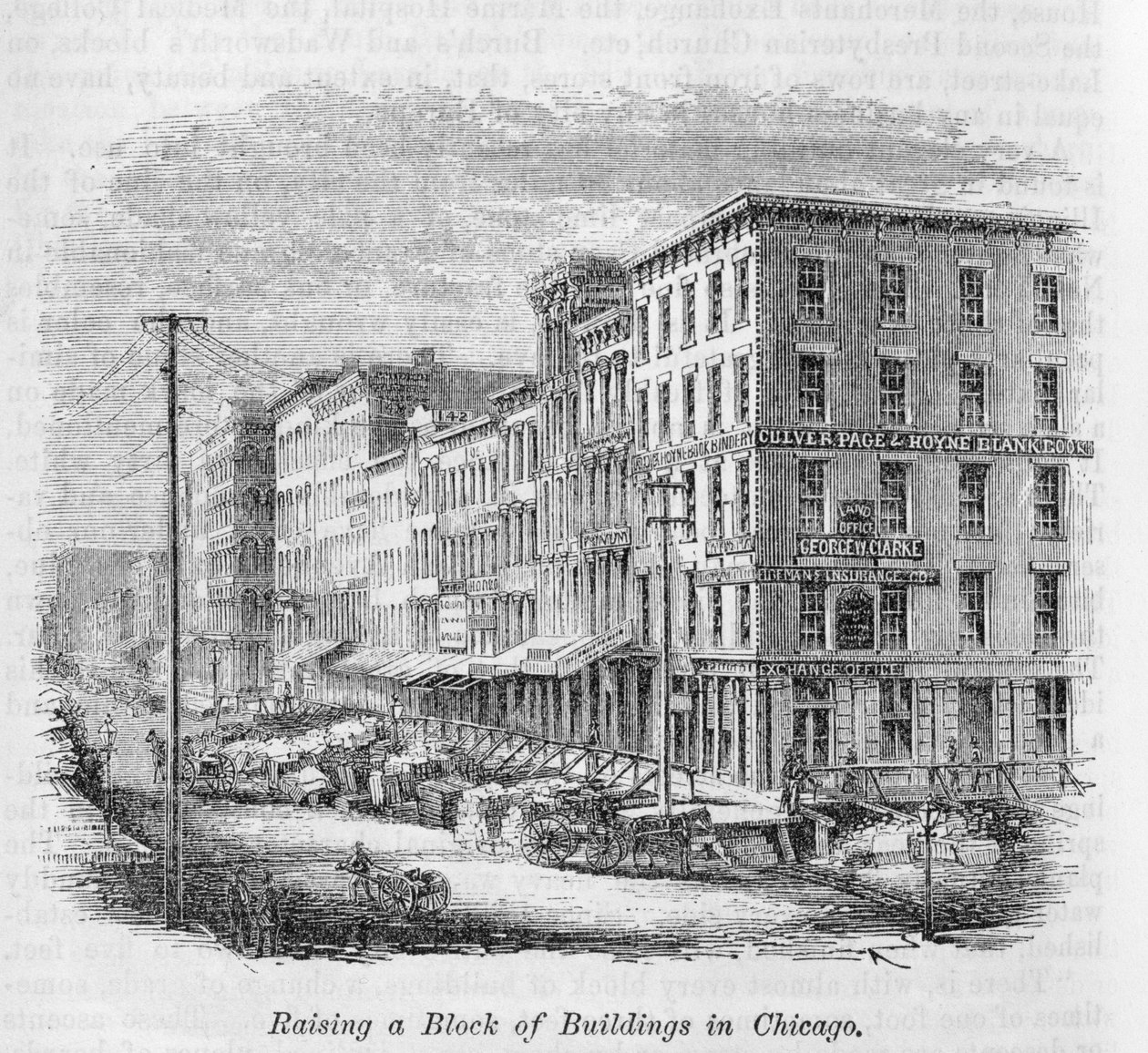 Raising a Block of Buildings in Chicago, from 'Our Whole Country: The ...
