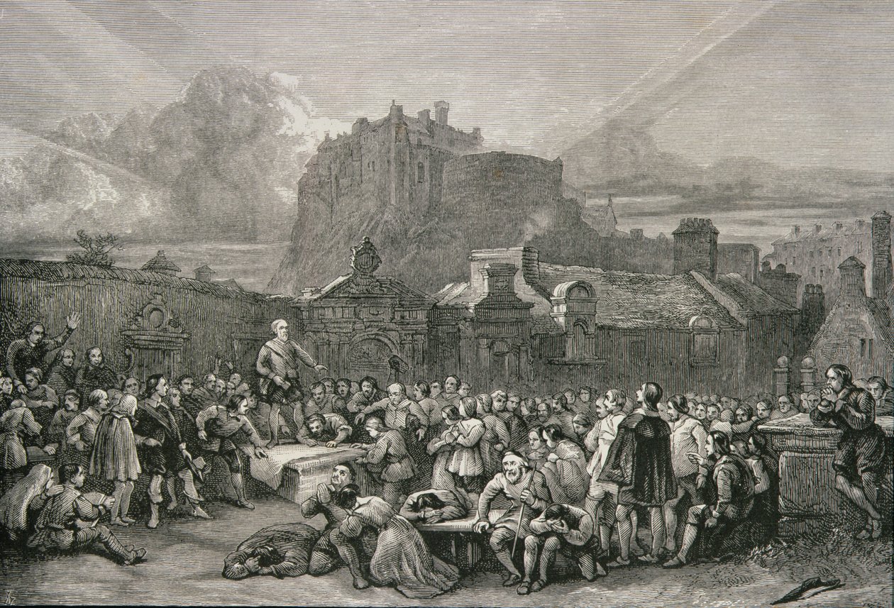 A Crowd Queues to Sign the National Covenant in Front of Greyfriar
