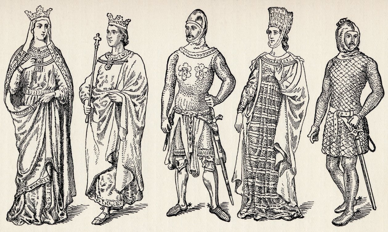 Costumes of the thirteenth century Spanish kings and nobles, Spain, from 