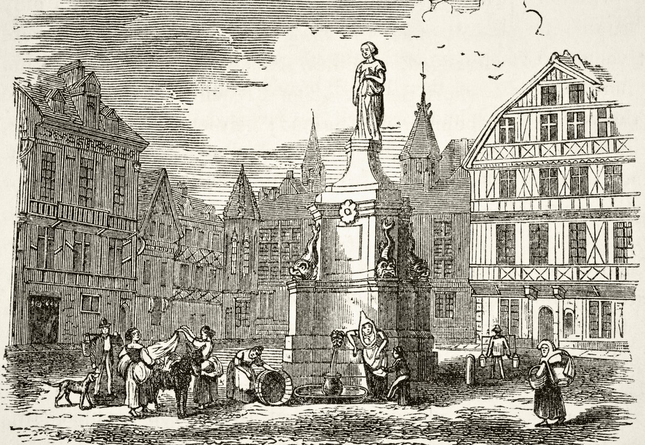 Statue of Joan of Arc in the market place in Rouen in the 19th century, from 