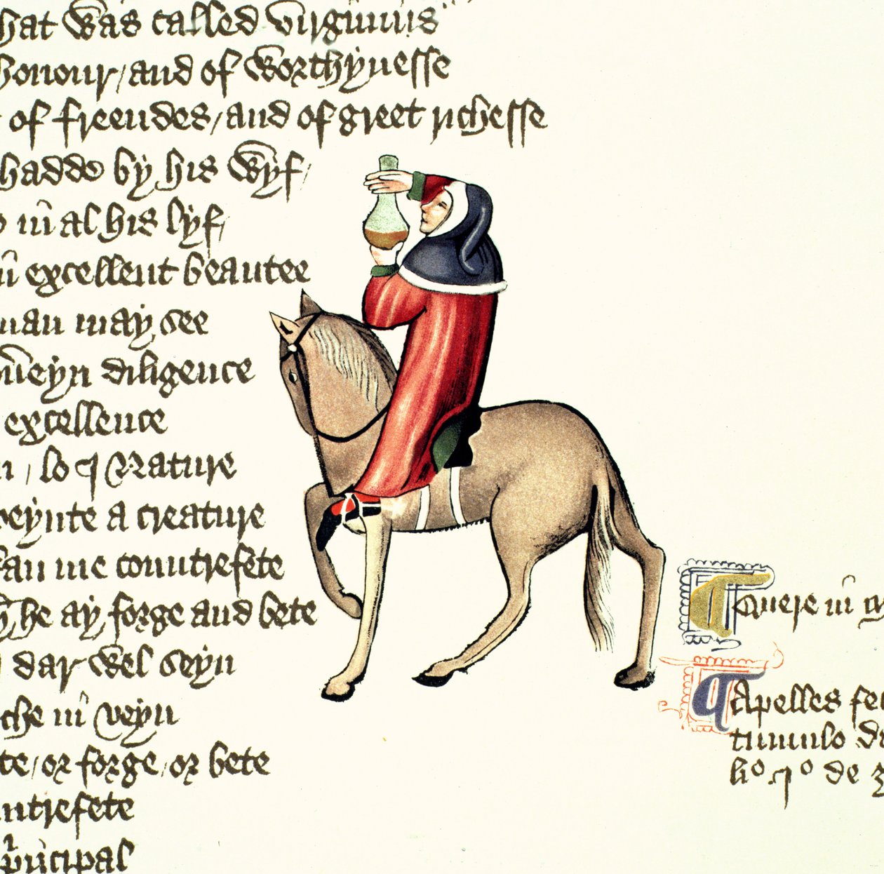 The Physician (detail) from The Canterbury Tales, by Geoffrey Chaucer, Ellesmere Manuscript, facsimile edition, 1911 by English School