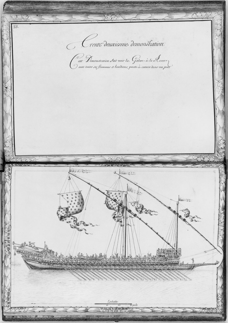 A Galley with Oars and Flags, Thirty-Second Demonstration, Plate 33 by French School