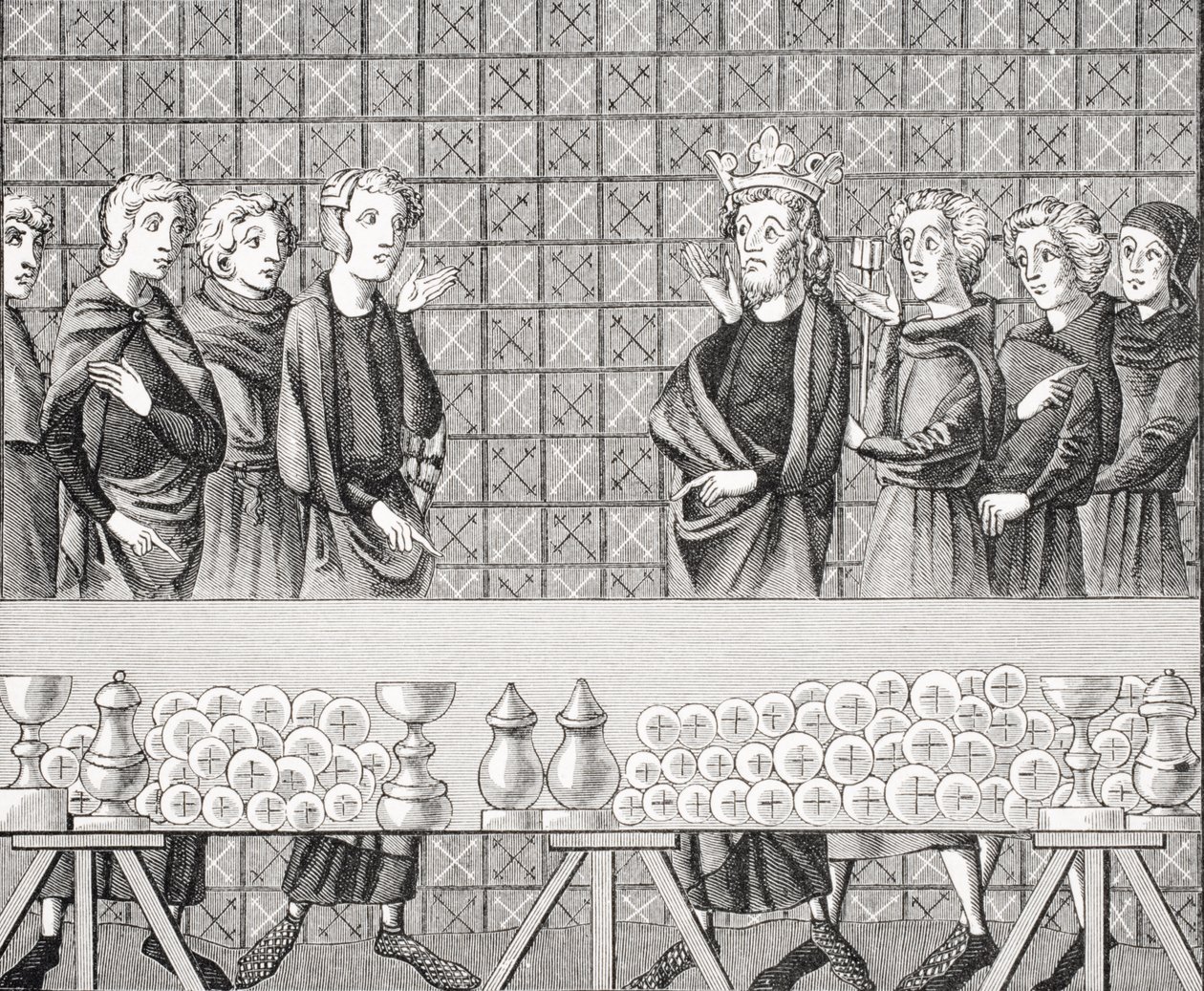 Courtiers Amassing Riches at the Expense of the Poor, after a miniature in the 14th century manuscript 