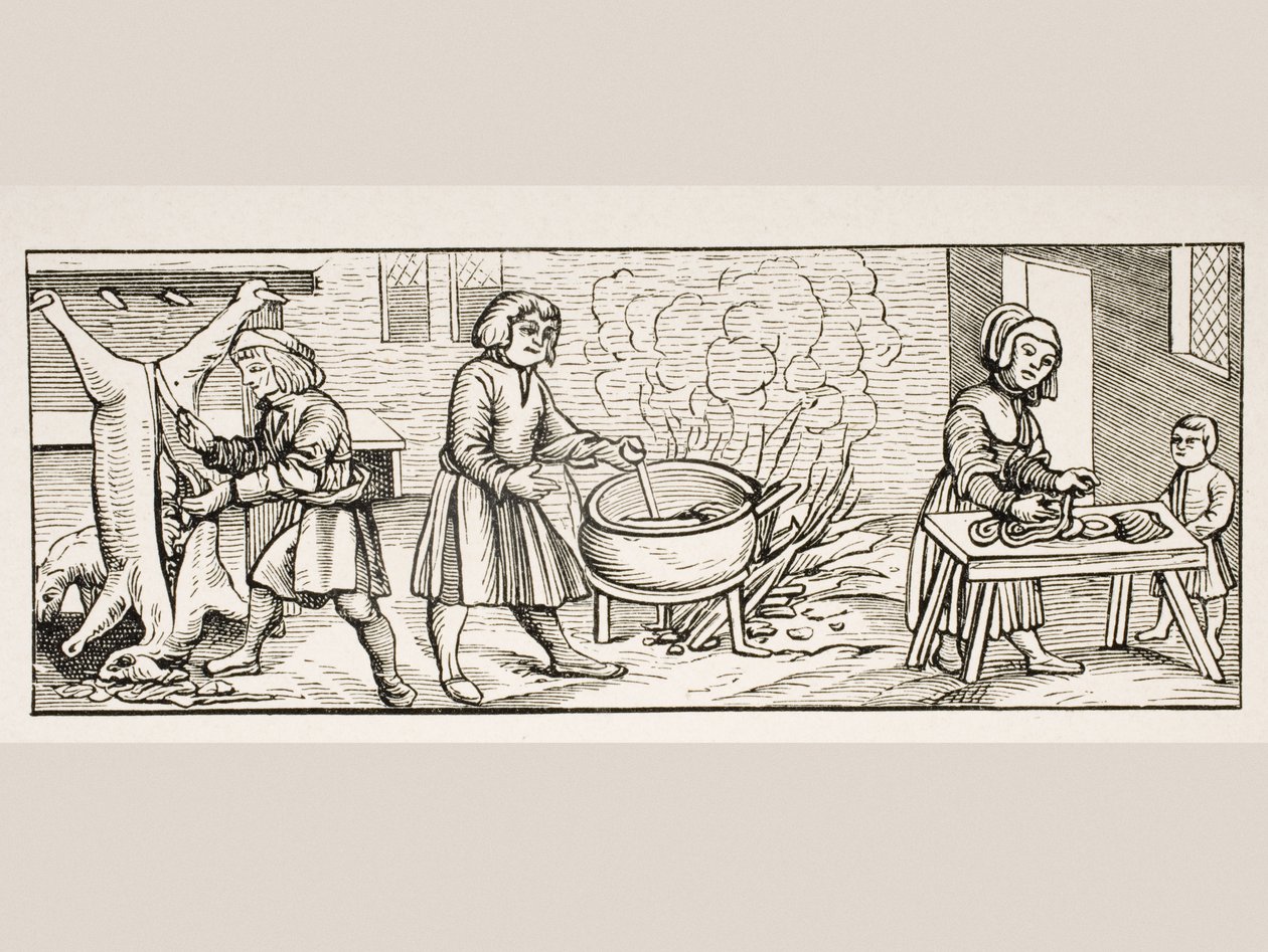 Interior of a Kitchen, after a Woodcut in 