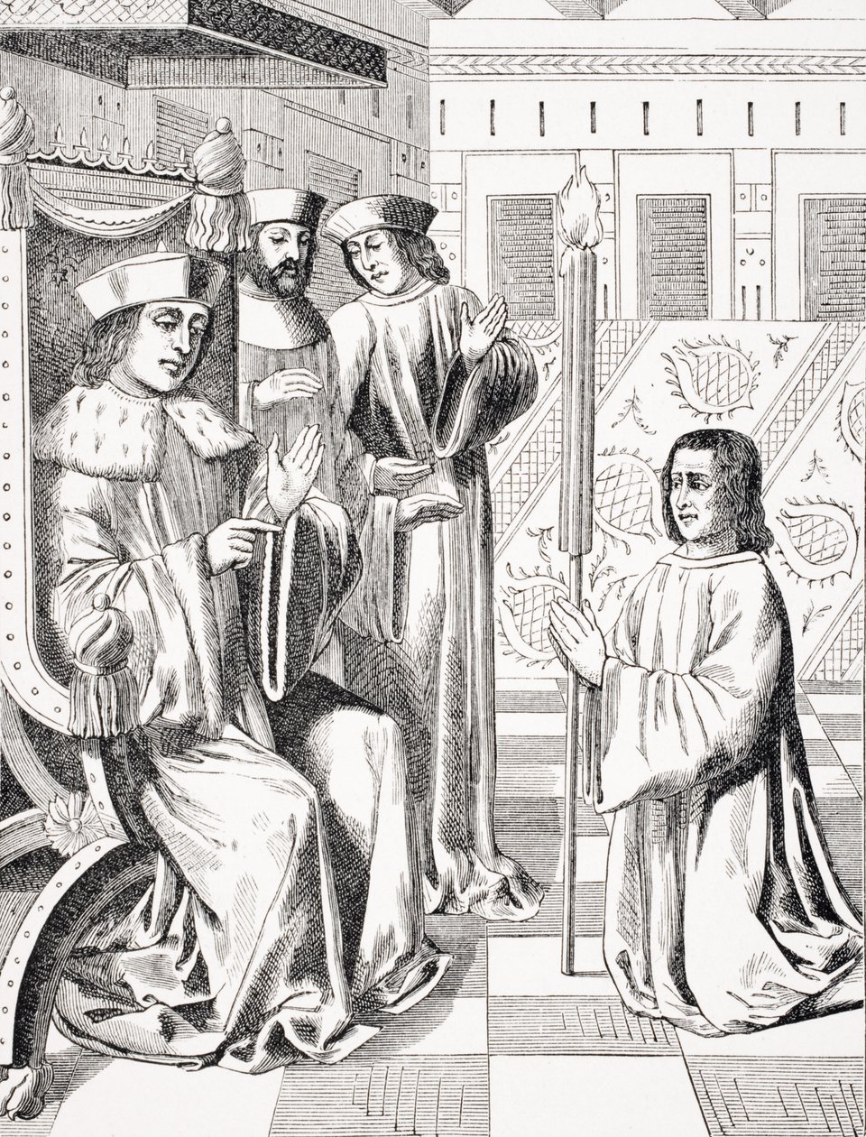 Jacques Coeur paying homage to Charles VII, copy of a 15th century miniature in the 