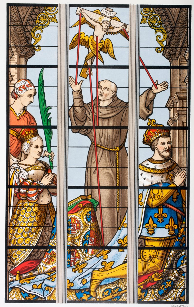 King Francois of France and His Wife Eleonore Praying, from a 16th Century Stained Glass Window in Saint Gudule Church, Brussels, from 